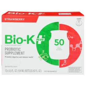 BIO K PLUS: Fermented Dairy Probiotic Strawberry 12 Pack, 42 oz