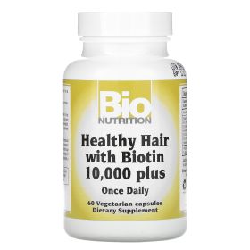 BIO NUTRITION: Healthy Hair with Biotin 10000 Plus, 60 vegetarian capsules