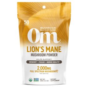 OM ORGANIC MUSHROOM NUTRITION: Lions Mane Mushroom Supplement Powder, 100 gm