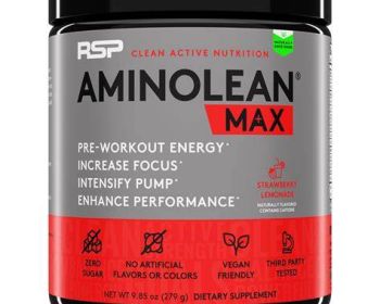 RSP NUTRITION: AminoLean Max Pre Workout Strawberry Lemonade, 9.85 oz