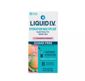 LIQUID IV: Hydration Multiplier Sugar Free Rainbow Sherbet 10Ct, 4.58 oz