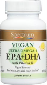 SPECTRUM ESSENTIAL: Vegan Ultra Omega 3 EPA DHA Softgels, 60 sg